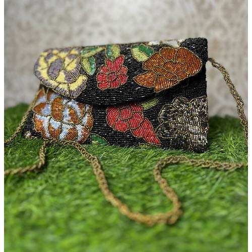Handmade Pakistani Clutch | Hand-Embellished Beaded Purse | Crossbody Bag for Weddings, Parties, and Eid gatherings gift