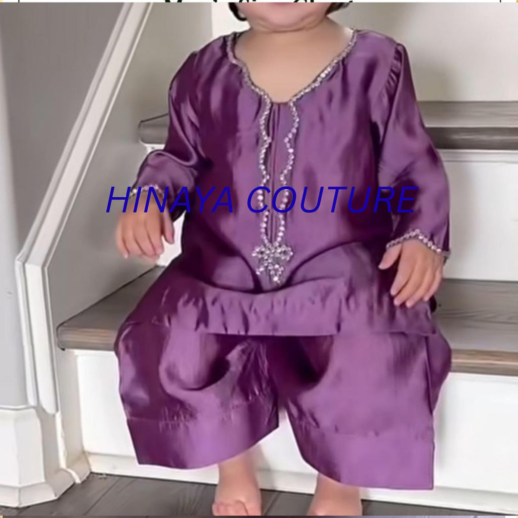 cute Mini Bow Edition – Handcrafted 3-Piece Royal/Electric Blue silk Farshi Pakistani Suit with Organza Dupatta,indian n punjabi lovers