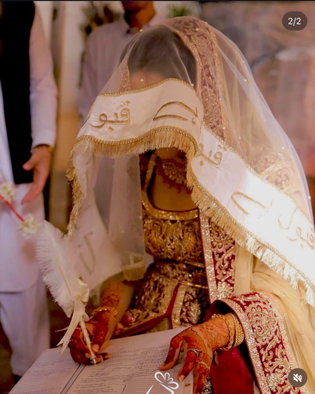 Customized Nikah pakistani Bride Veil | Dupatta with Qabool Hai Design made to order, indian attire