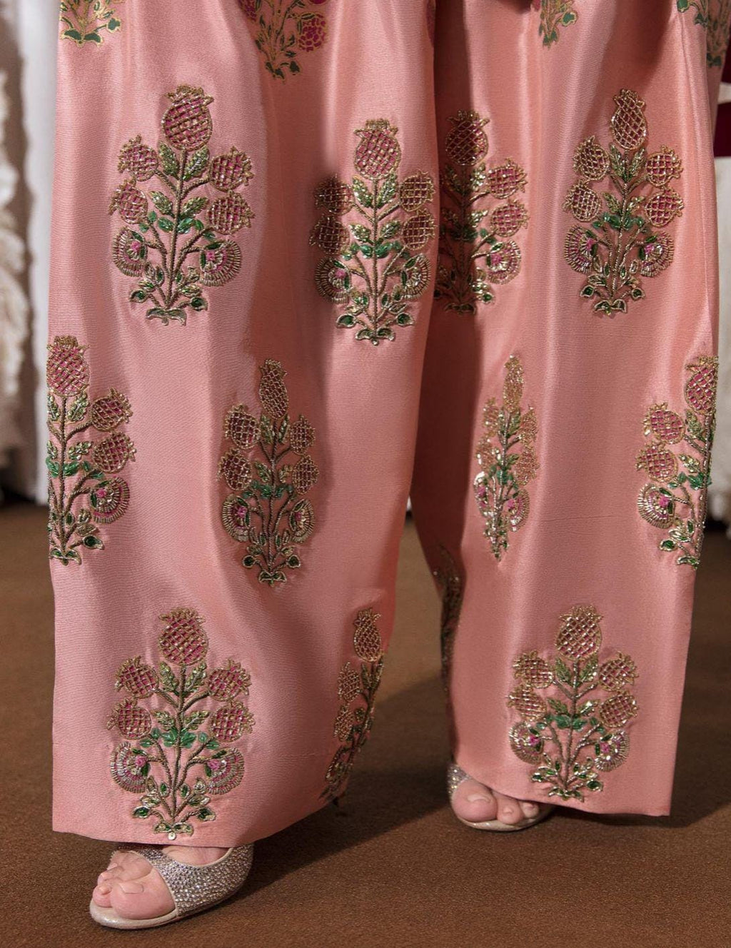 Pakistani Farshi Blockprint Zari Zardozi hand Embroidery, sheesha shamose silk with beautiful tassels organza dupatta uk n usa desi attire