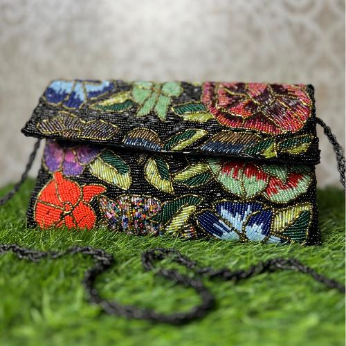 Handmade Pakistani Clutch | Hand-Embellished Beaded Purse | Crossbody Bag for Weddings, Parties, and Eid gatherings gift