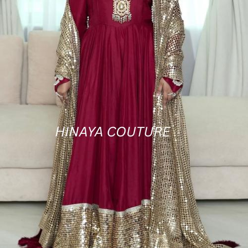 Red Sequin Maxi Dress: Pakistani Wedding, Eid Outfit with Dupatta,anarkali angrakha frock uk dawat indian weddings