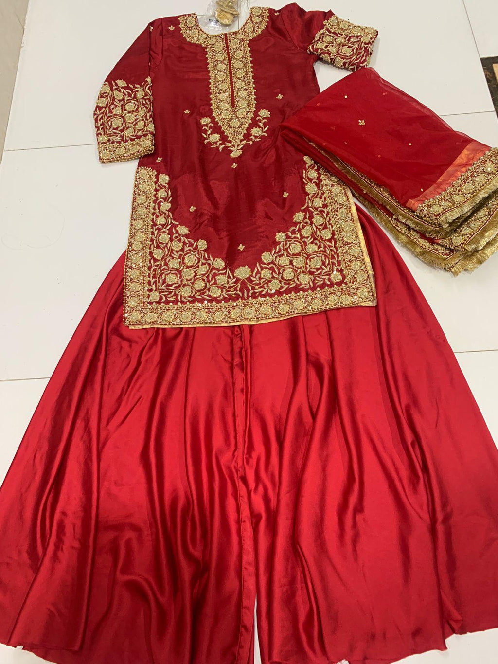 Red Lehenga Garara Palazzo Suit: Pakistani Wedding Outfit uk lovers,bridesmaid,customised with love