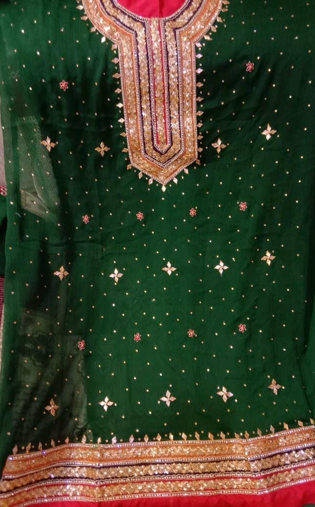 Mehndi Dholki Gharara Outfit – Traditional Gota Work with Vibrant Colors pakistani uk desi family lovers punjabi indian