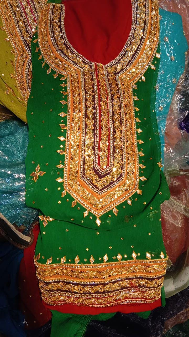 Mehndi Dholki Gharara Outfit – Traditional Gota Work with Vibrant Colors pakistani uk desi family lovers punjabi indian