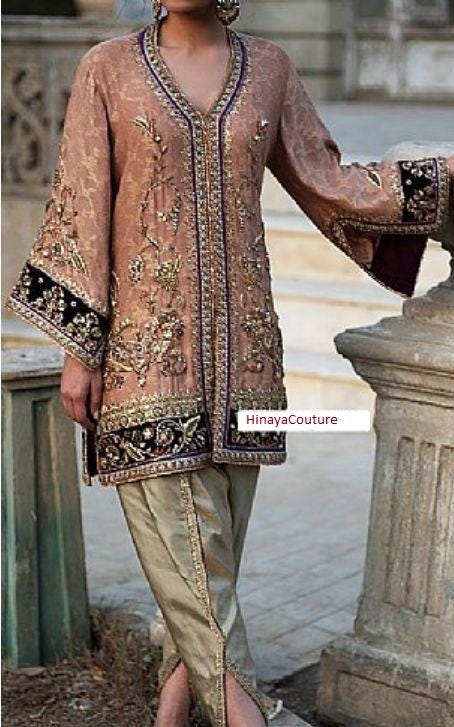 Pakistani 3Piece Eid Outfit:Velvet Zardozi handembroidery Jamawar shirt,sheesha silkTulip Pants,chiffon emb dupatta asian indian uk clothing