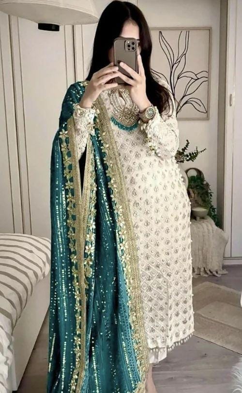 Pakistani Foil Chicken Kari 3-Piece Chiffon Outfit | Eid • Nikah • Wedding • Party Wear,indian desi attire,punjabi lovers uk n usa