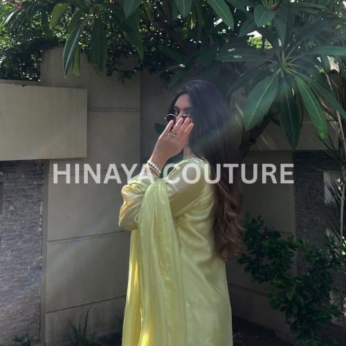 butter Yellow Bow Silk Pakistani 3-Piece Outfit: Rhinestone Detail Farshi short shirt,Eid party wear ethnic style desi indian attire