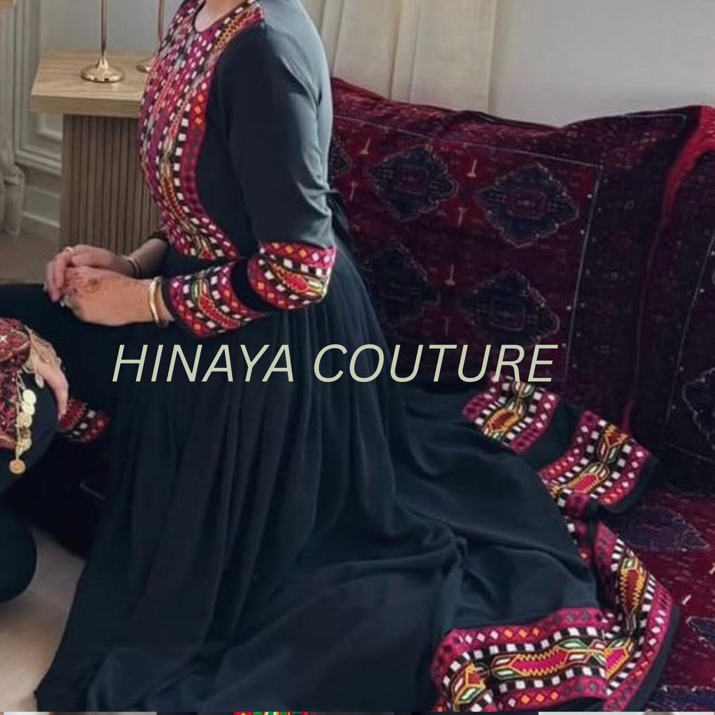 Pakistani Afghani Balochi Dress: 3-Piece Ethnic Outfit with Coin Lace,pathan long frock,anarkali angrakha desi,india muslim attire