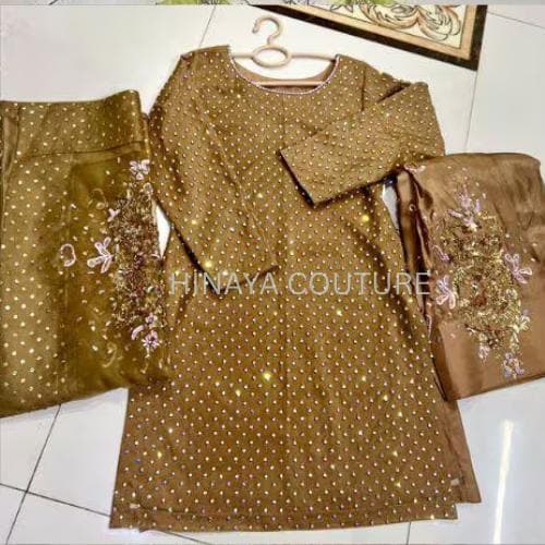 Sequin Rhinestone Pakistani 3-Piece Suit: Designer Wedding Outfit fully customised made to order,sheesha silk MUSE