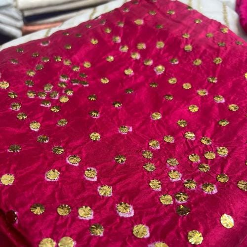 Pure Pakistani Silk Chunri Dupatta / Shawl with Handcrafted Kamdaani Adda Work