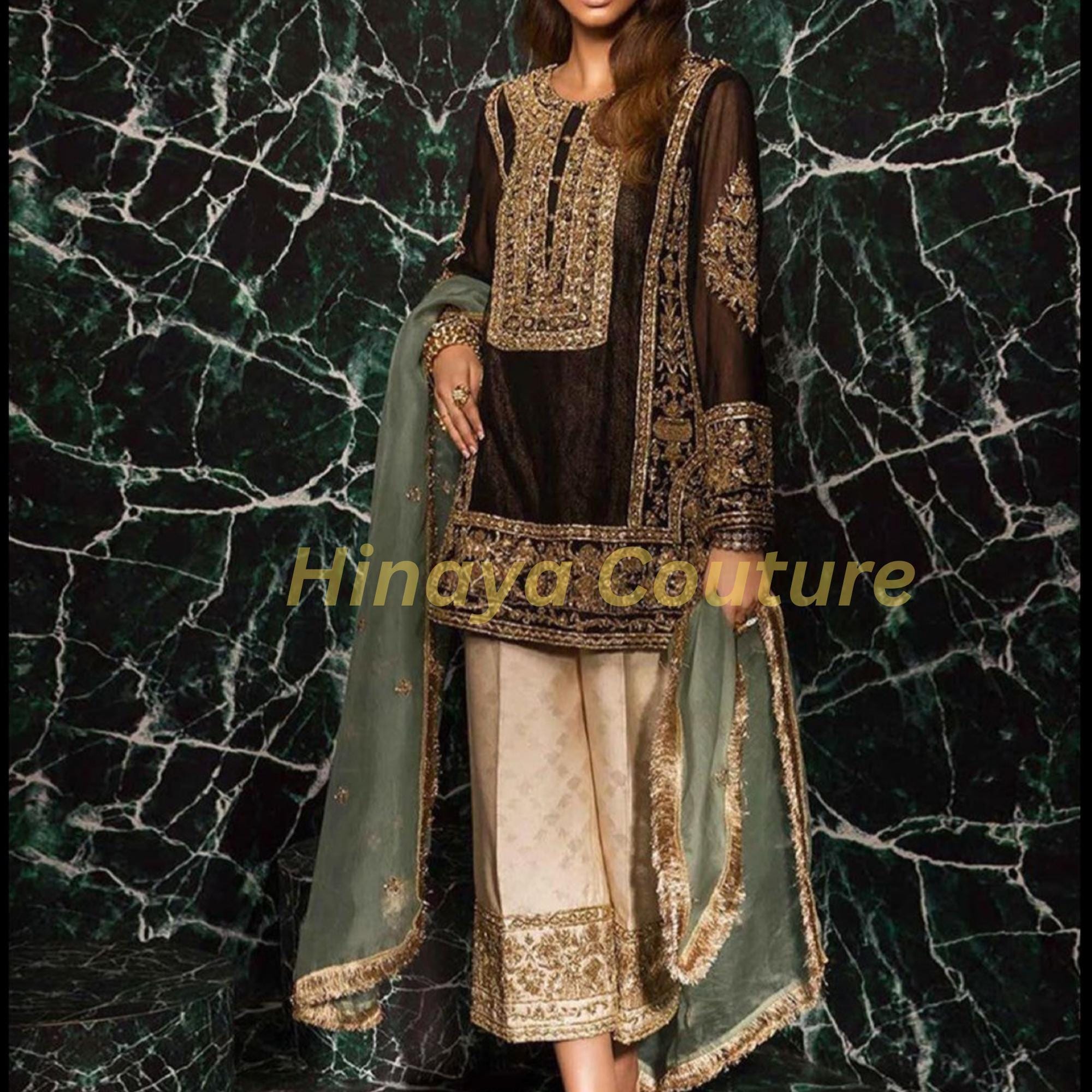 Timeless elegance with handcrafted 3piece shisha silk ensemble,designed with intricate embroidery n a luxurious flowy Organza sheer duppatta