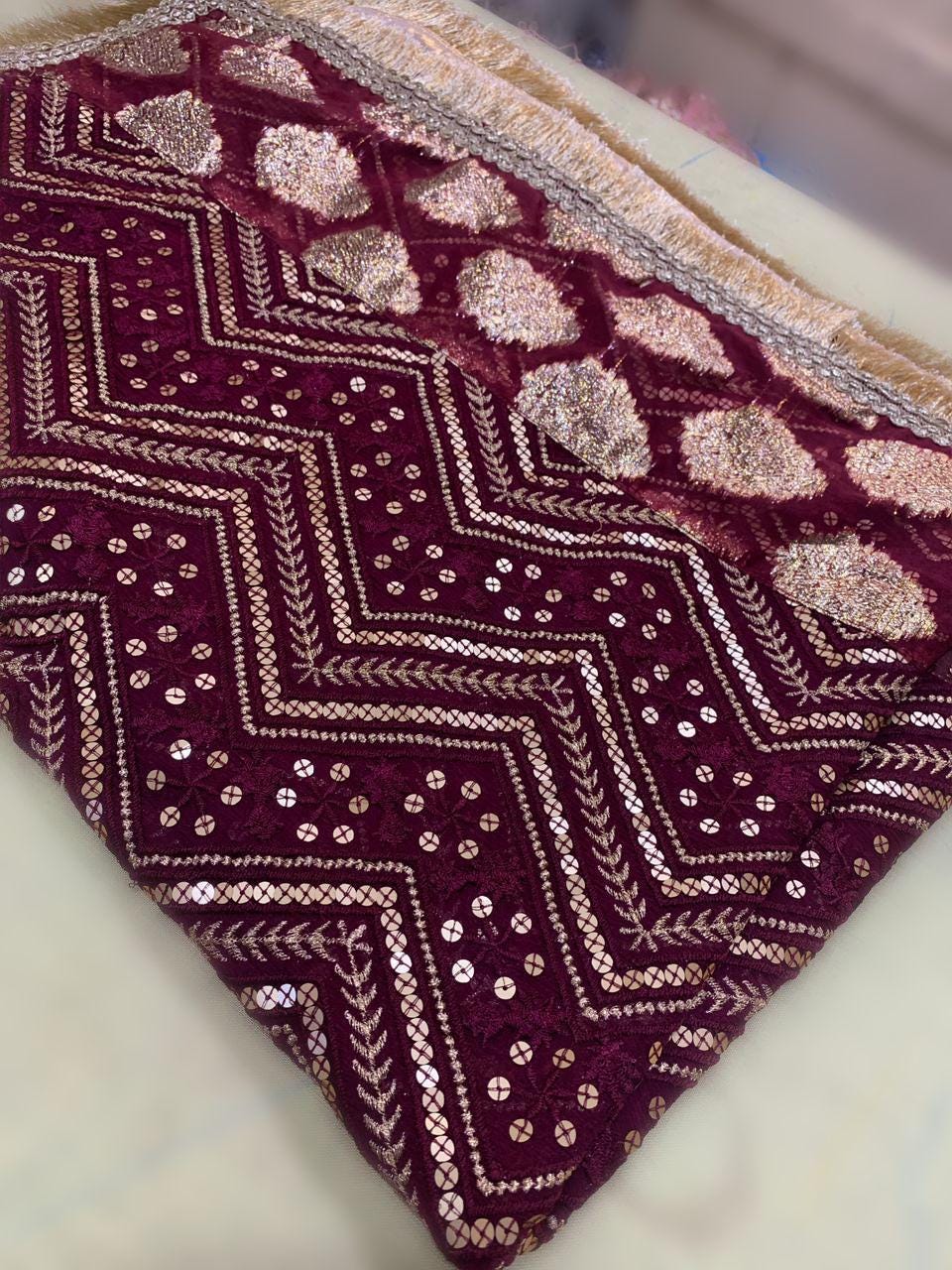 pakistani chickenkari chiffon sequins embroidery wedding-shadi party wear