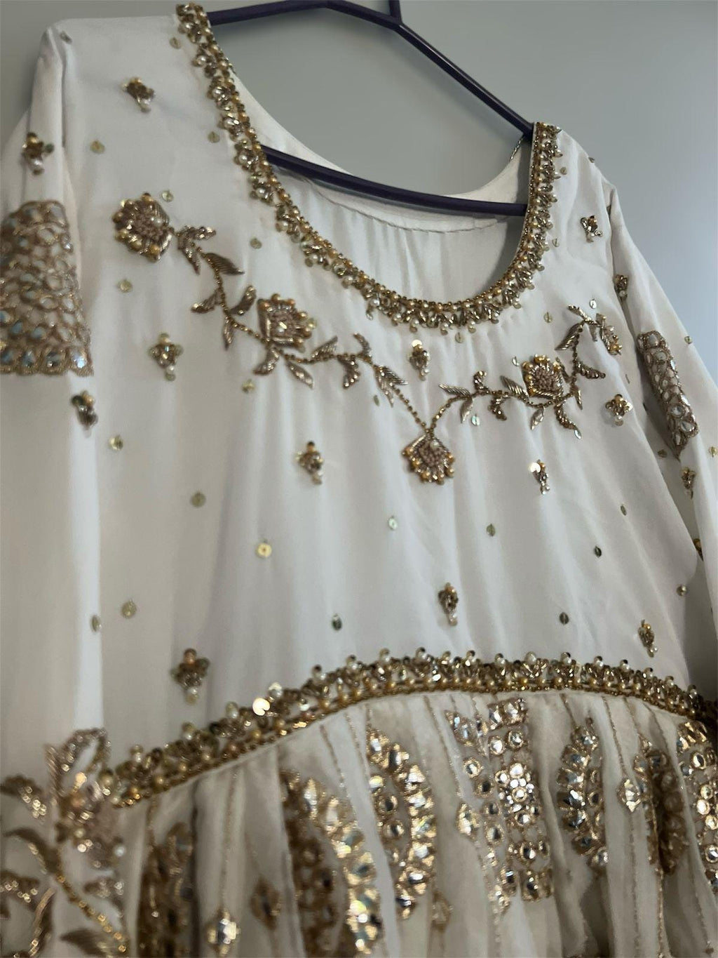 Semi Pure Chiffon Foil Work Nikah Maxi – 3-Piece Pakistani Bridal & Engagement Wear, asian attire,indian muslims