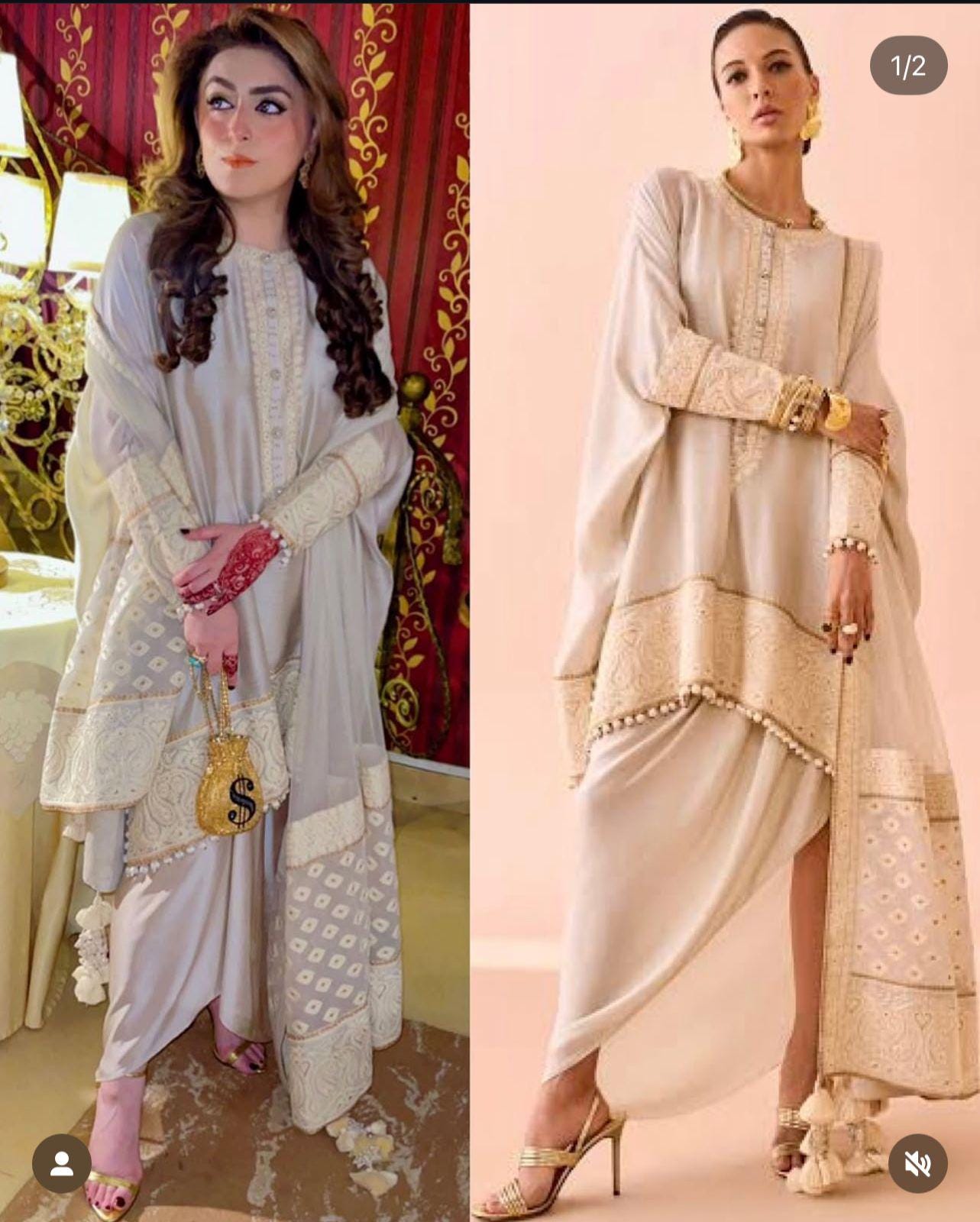 unique Ivory Butter or sheesha Silk Pakistani Suit: Zari n aari Embroidery, 3-Piece Ethnic Dress,stylich n classy