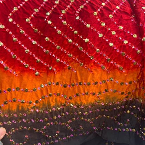 Pure Pakistani Silk Chunri Dupatta / Shawl with Handcrafted Kamdaani Adda Work