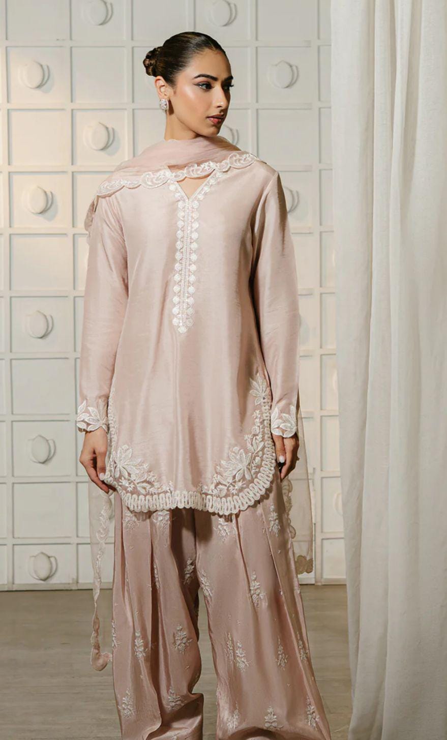 Grace in Blush/dusty pink/beige nude FARSHI shalwar Pakistani clothing, Eid party wear for UK USA Canadian asian desi indian attire
