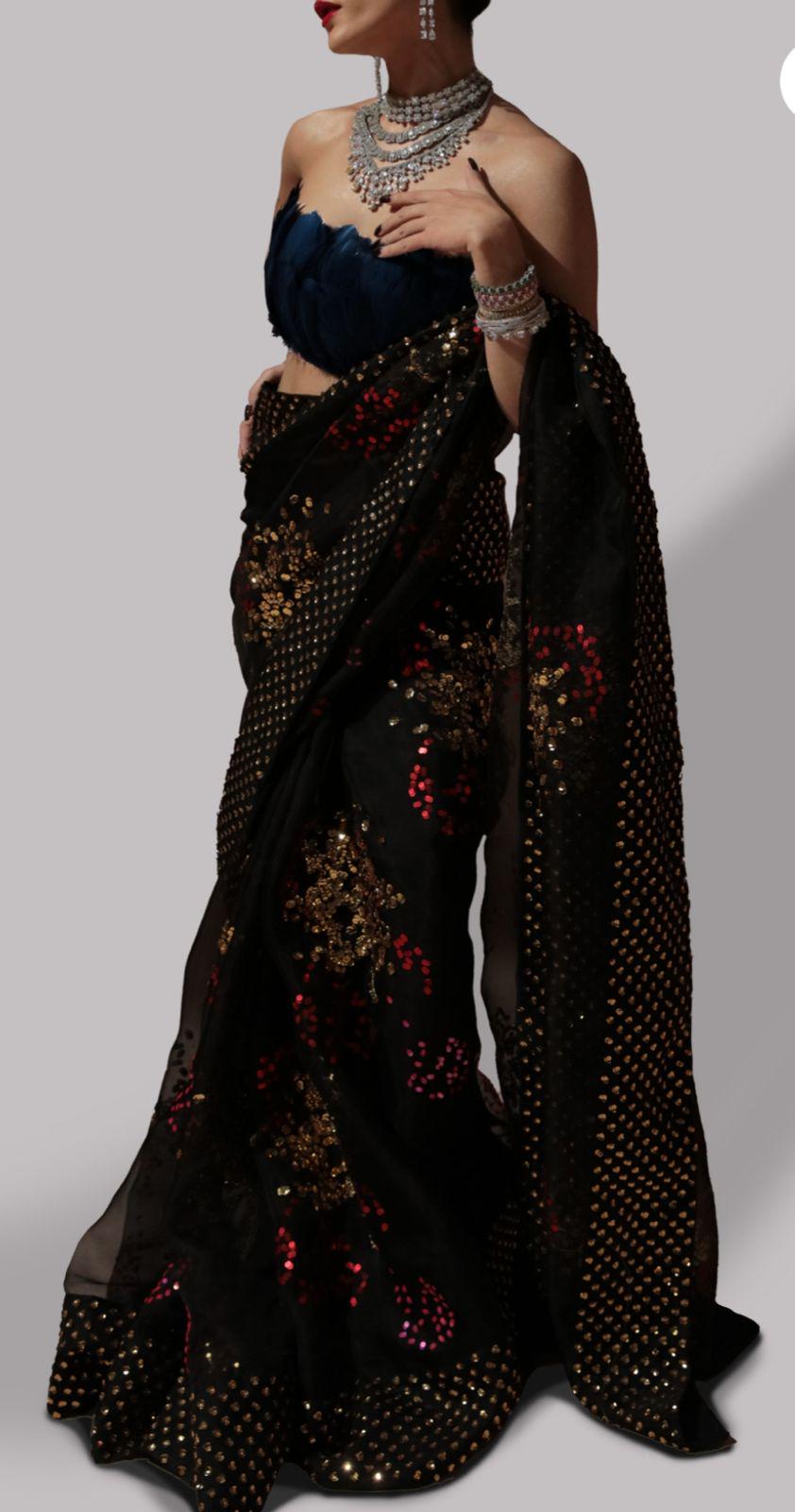 Sequin Embroidered Organza Saree: Pakistani Wedding Party Wear SALE for uk,usa,canada n europe desi people