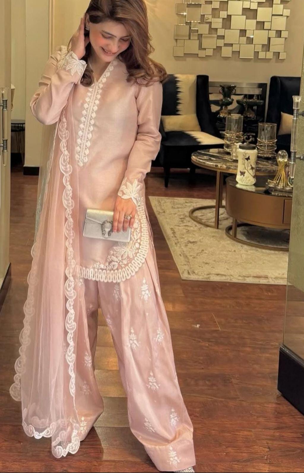 Grace in Blush/dusty pink/beige nude FARSHI shalwar Pakistani clothing, Eid party wear for UK USA Canadian asian desi indian attire