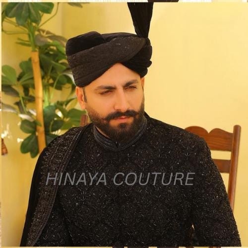 pakistani mens Hand Embroidered Sherwani Prince Coat Set: Black Velvet Shawl Groom Outfit,indian wedding nikah attire