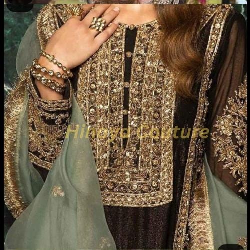 Timeless elegance with handcrafted 3piece shisha silk ensemble,designed with intricate embroidery n a luxurious flowy Organza sheer duppatta
