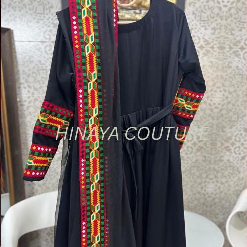 Pakistani Afghani Balochi Dress: 3-Piece Ethnic Outfit with Coin Lace,pathan long frock,anarkali angrakha desi,india muslim attire