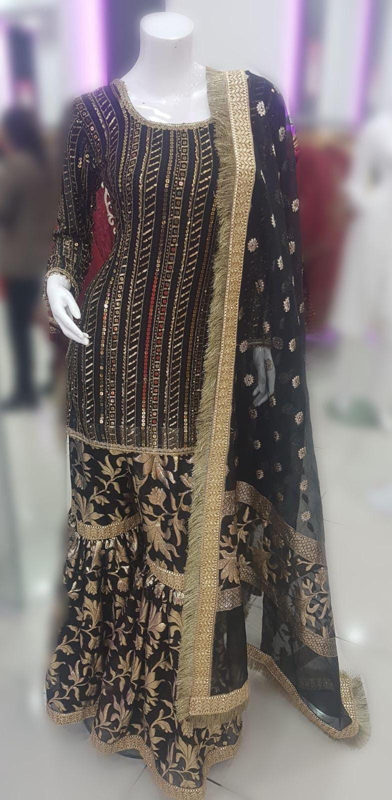 foil organza 2legged garara,plazo farshi shalwar pakistani indian party wear, eid milad uk n usa desi clothing
