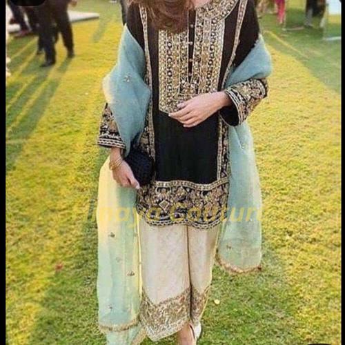 Timeless elegance with handcrafted 3piece shisha silk ensemble,designed with intricate embroidery n a luxurious flowy Organza sheer duppatta