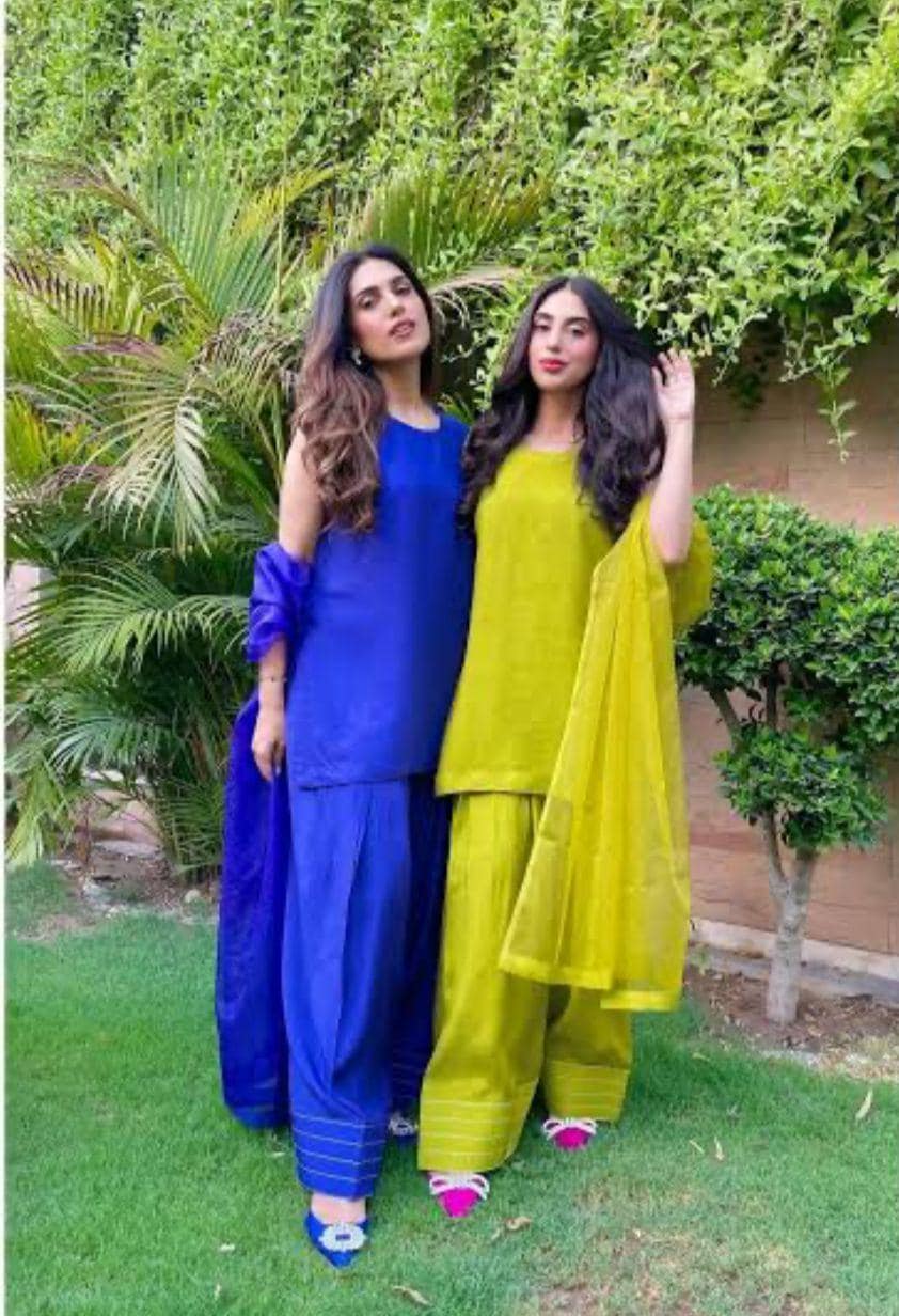 Elegant FARSHI Shalwar with Short Shirt & Organza Scalloped Dupatta,Eid Party Wear-Pakistani Formal Dress