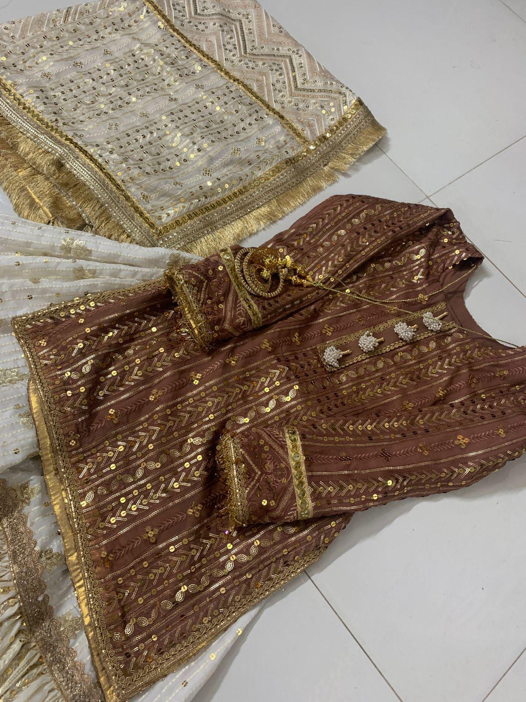 pakistani chickenkari chiffon sequins embroidery wedding-shadi party wear