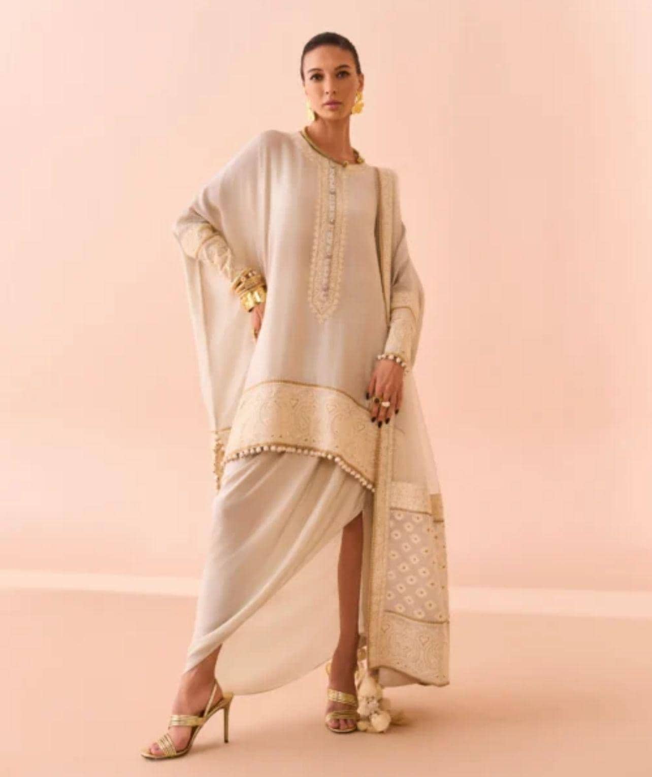 unique Ivory Butter or sheesha Silk Pakistani Suit: Zari n aari Embroidery, 3-Piece Ethnic Dress,stylich n classy