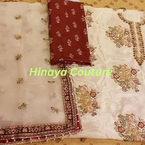 Ethnic Pakistani Eid Outfit | Sequin & Embroidered Shirt | Farshi Shalwar n Dupatta with Lace, for UK-USA-Canada-Australia Fashion lovers