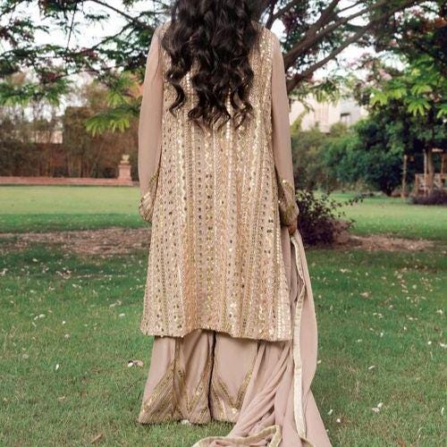 Elegant Embroidered Chiffon Mom & Daughter viral trending pakistani sequins Outfit.