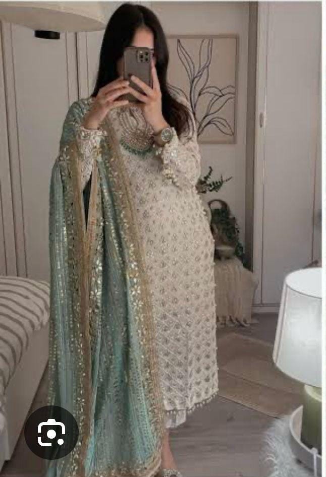 Pakistani Foil Chicken Kari 3-Piece Chiffon Outfit | Eid • Nikah • Wedding • Party Wear,indian desi attire,punjabi lovers uk n usa