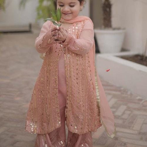 Elegant Embroidered Chiffon Mom & Daughter viral trending pakistani sequins Outfit.