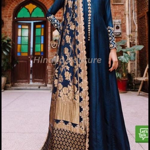 Luxury 3-Piece Pakistani Outfit in Premium Silk with Large Dupatta/Shawl, Elegant Lacing & Handwork – Perfect for Special indian Occasions