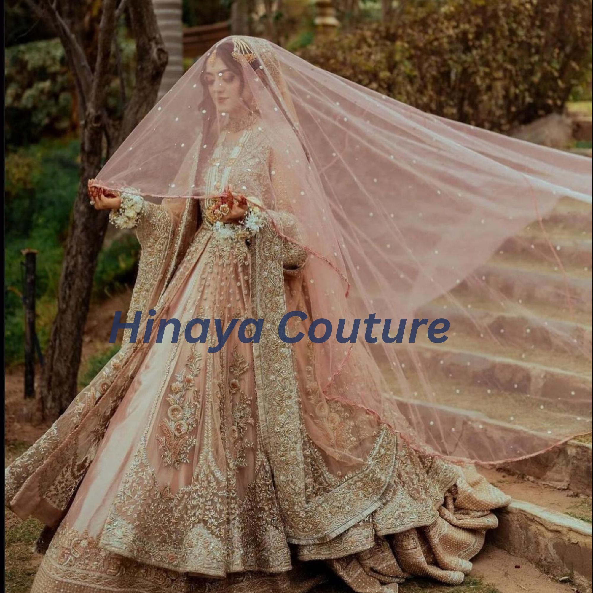 Exquisite Asian Bridal Dupatta / Veil, with scallop lace, aari,sequins,pearls work. Delicately handcrafted to perfection long trail
