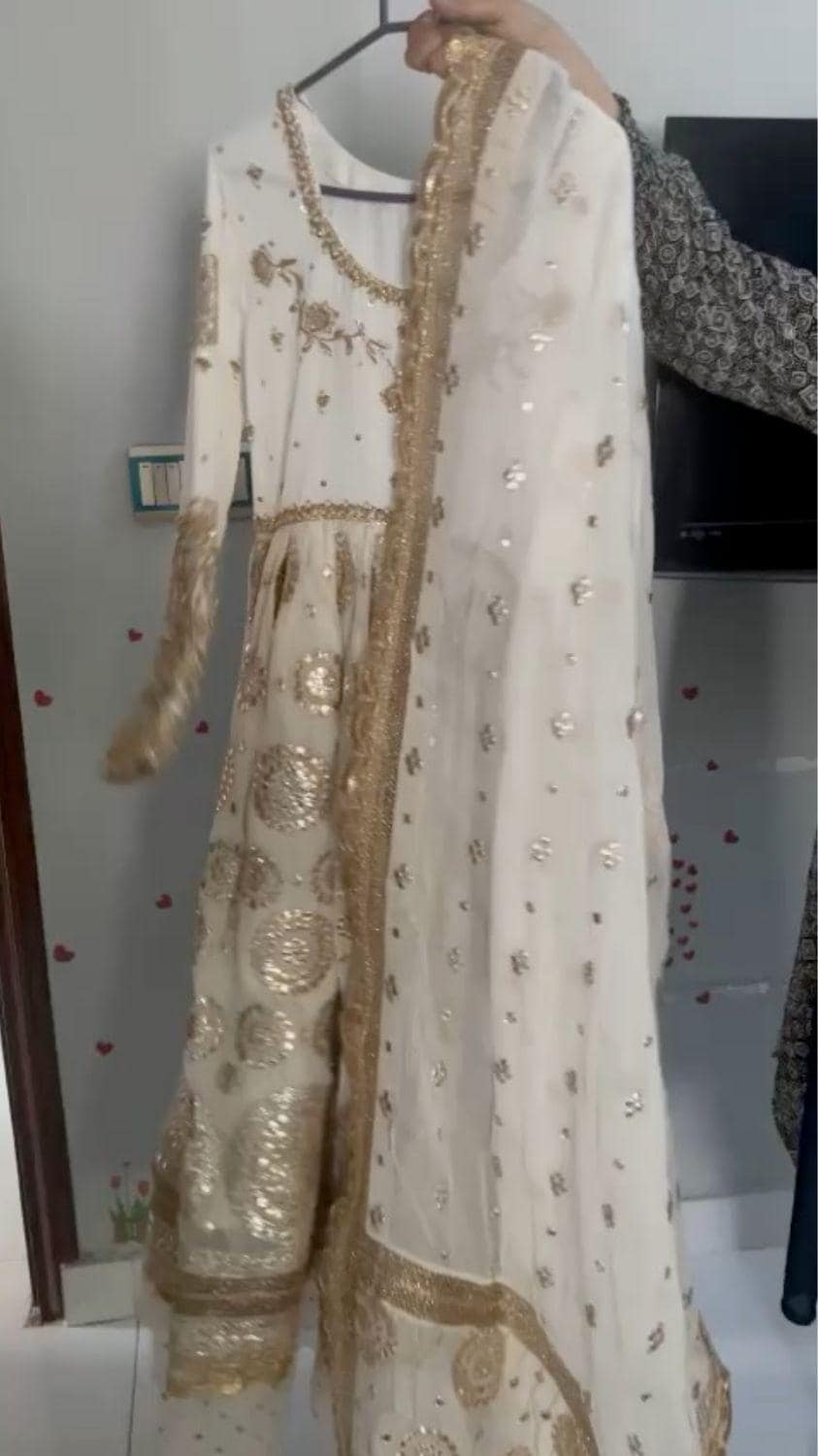 Semi Pure Chiffon Foil Work Nikah Maxi – 3-Piece Pakistani Bridal & Engagement Wear, asian attire,indian muslims