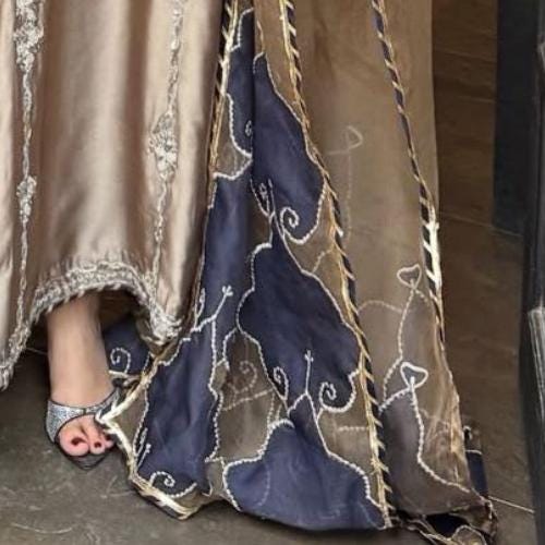 Luxury Handcrafted Shisha Silk Pakistani Suit | 3-Piece Blue & Gold Outfit with Organza Dupatta | Wedding Eid Diwali Dress for Women