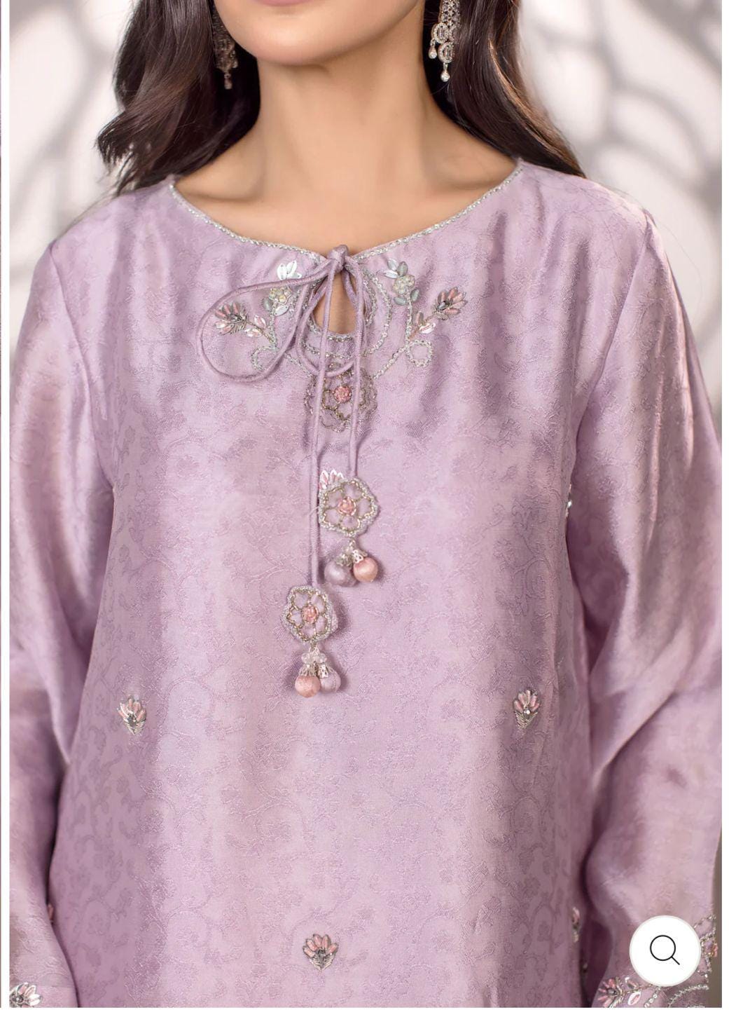 Lavender Shisha Silk Farshi Suit: 3-Piece Embroidered Pakistani Outfit for UK USA Germany Australia desi Asian attire muslims parties meetup