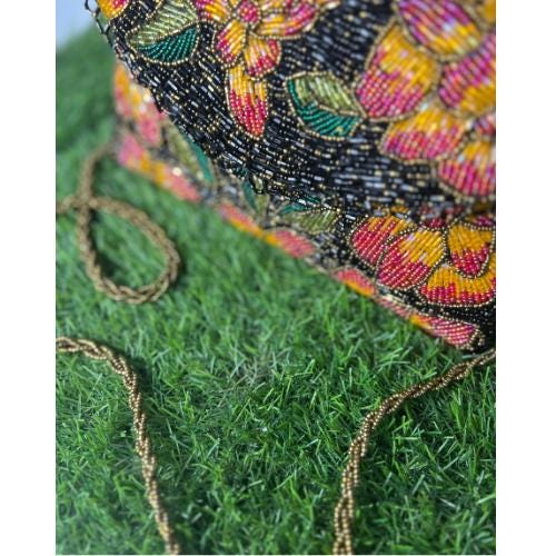 Handmade Pakistani Clutch | Hand-Embellished Beaded Purse | Crossbody Bag for Weddings, Parties, and Eid gatherings gift