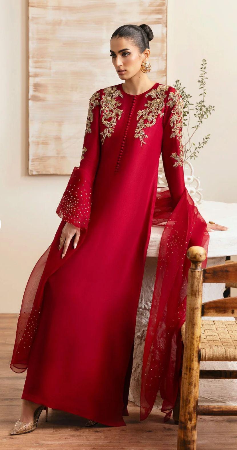 Hand-Embellished Sheesha Silk Three-Piece Ensemble Pakistani Eid party wear best social gatherings USA-UK,Austrailia-Germany