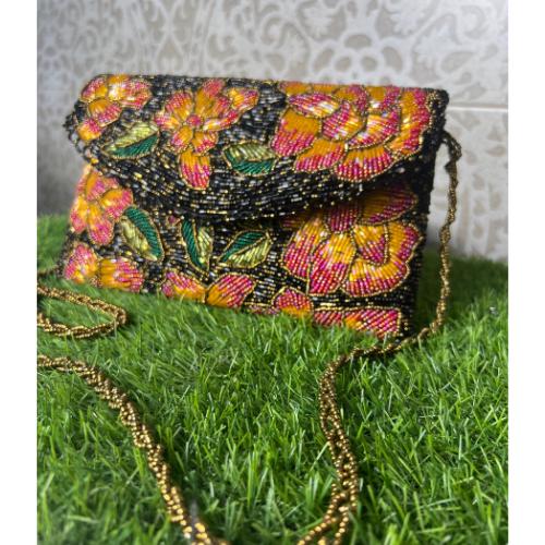 Handmade Pakistani Clutch | Hand-Embellished Beaded Purse | Crossbody Bag for Weddings, Parties, and Eid gatherings gift