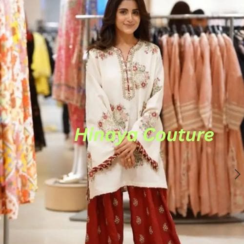 Ethnic Pakistani Eid Outfit | Sequin & Embroidered Shirt | Farshi Shalwar n Dupatta with Lace, for UK-USA-Canada-Australia Fashion lovers
