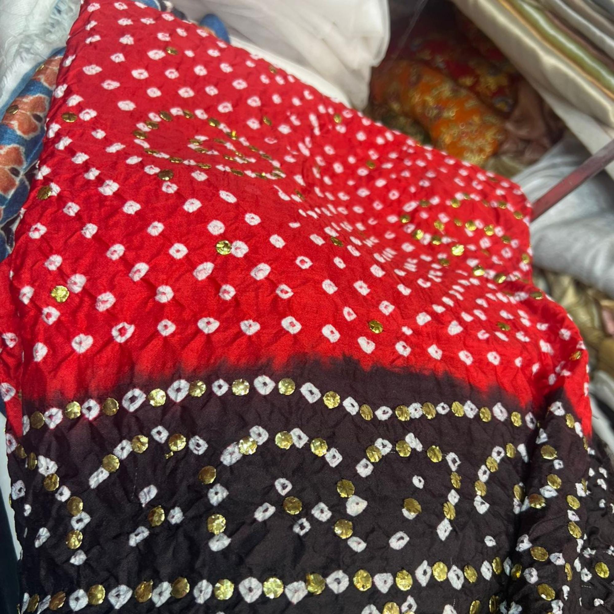 Pure Pakistani Silk Chunri Dupatta / Shawl with Handcrafted Kamdaani Adda Work