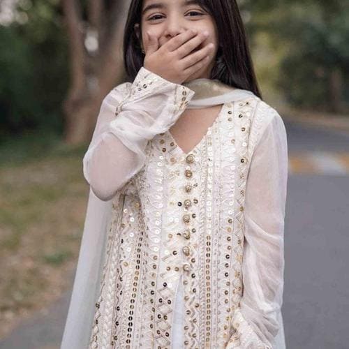 Elegant Embroidered Chiffon Mom & Daughter viral trending pakistani sequins Outfit.