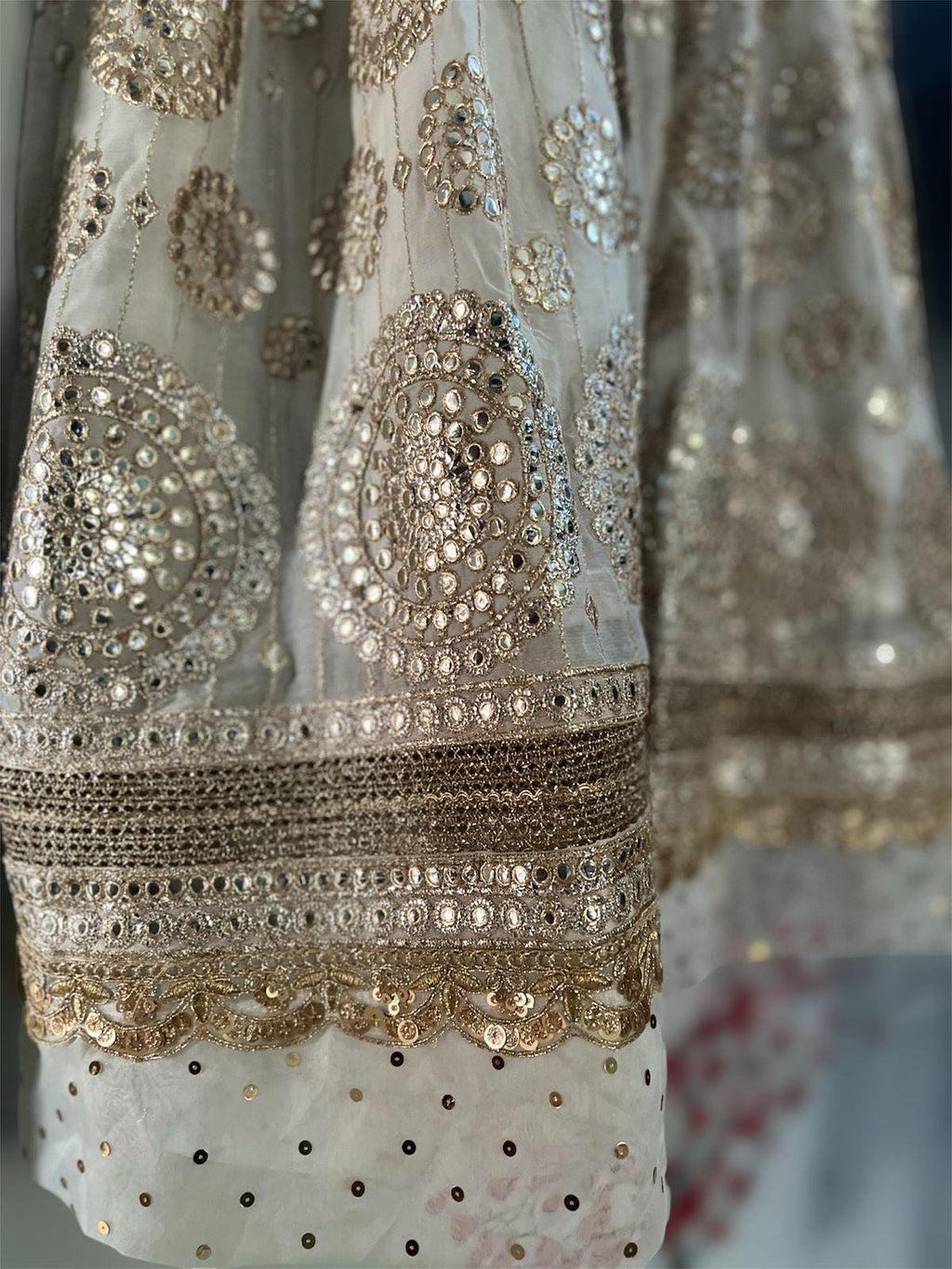 Semi Pure Chiffon Foil Work Nikah Maxi – 3-Piece Pakistani Bridal & Engagement Wear, asian attire,indian muslims