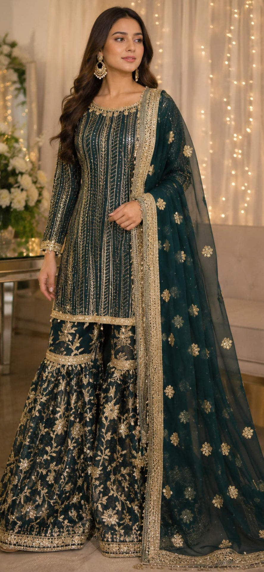 foil organza 2legged garara,plazo farshi shalwar pakistani indian party wear, eid milad uk n usa desi clothing