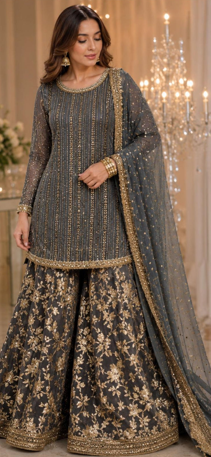 foil organza 2legged garara,plazo farshi shalwar pakistani indian party wear, eid milad uk n usa desi clothing