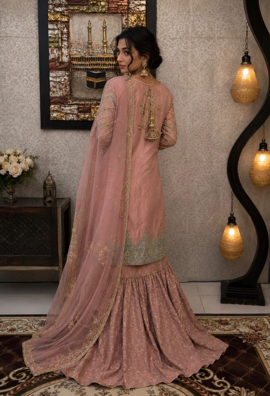 Blush & Mint Regal Embroidered Sharara Set